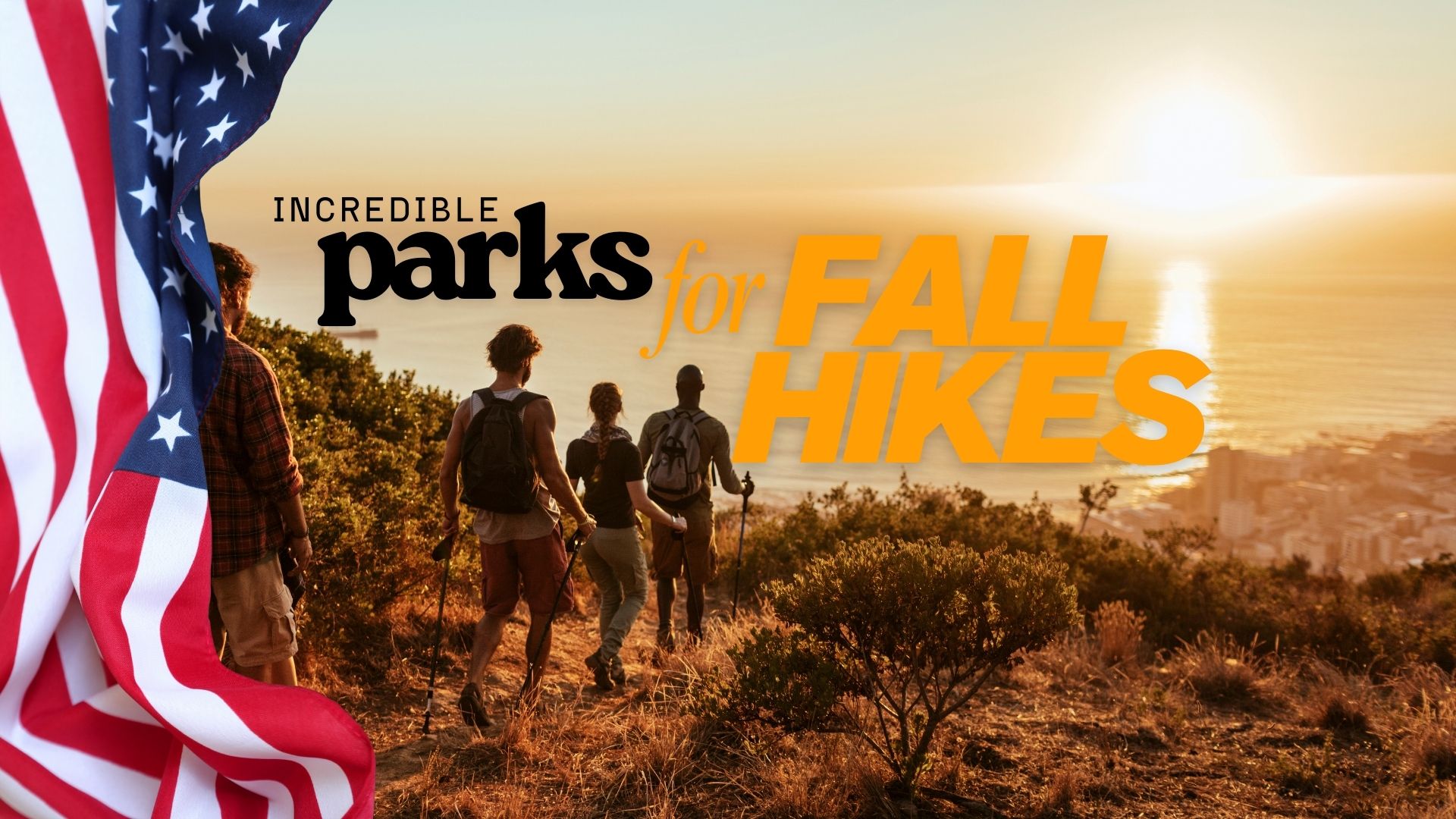 people hiking in fall in a national park in the USA